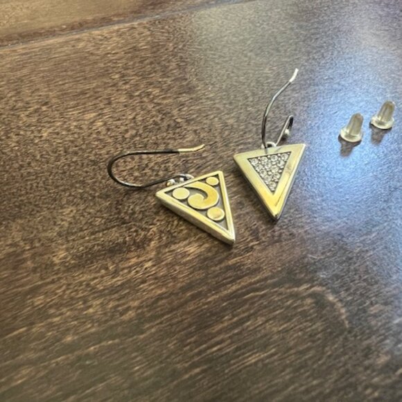 Brighton “Contempo Ice” Reversible Triangle Earrings – Silver + Crystal - Picture 4 of 11